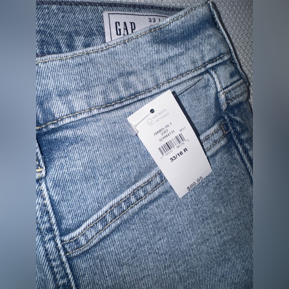 GAP High Rise Stride Wide Leg Ankle Jeans Light Wash Size 33 16R NWT ☀️🍂🥶🌼 - Picture 6 of 8